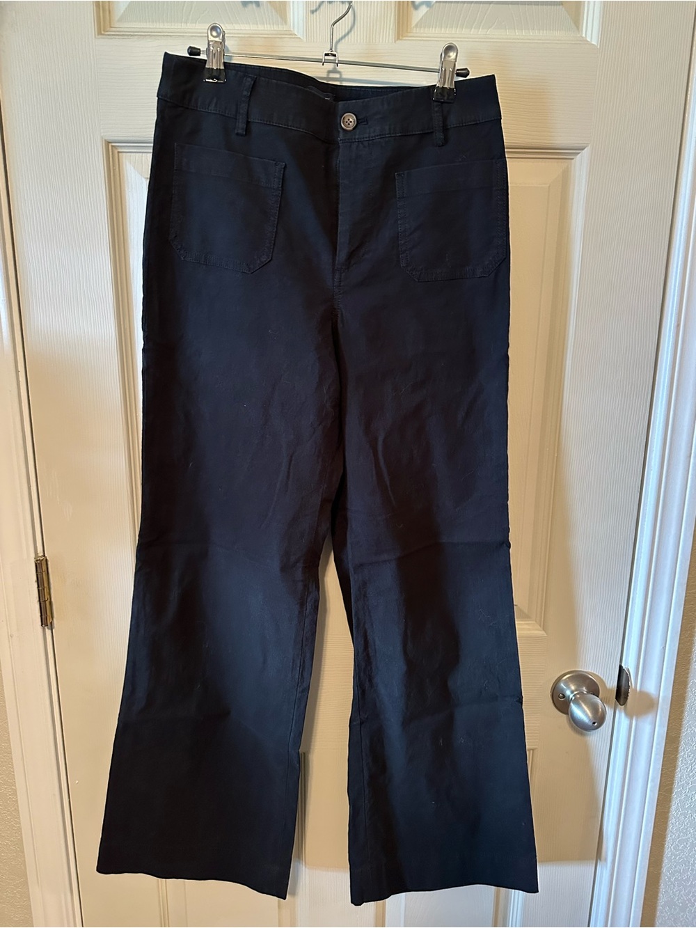J. Crew Black Boot-Cut Pants with Patch Pockets